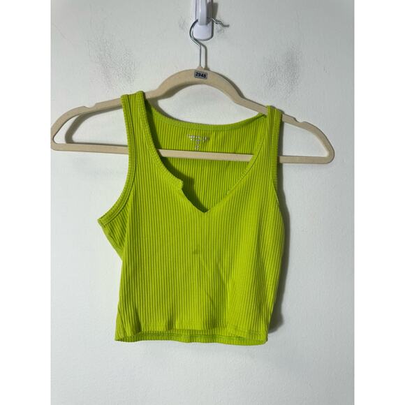 Year of Ours Lime Green Ribbed Cropped Tank Top Sz XS - Picture 1 of 3